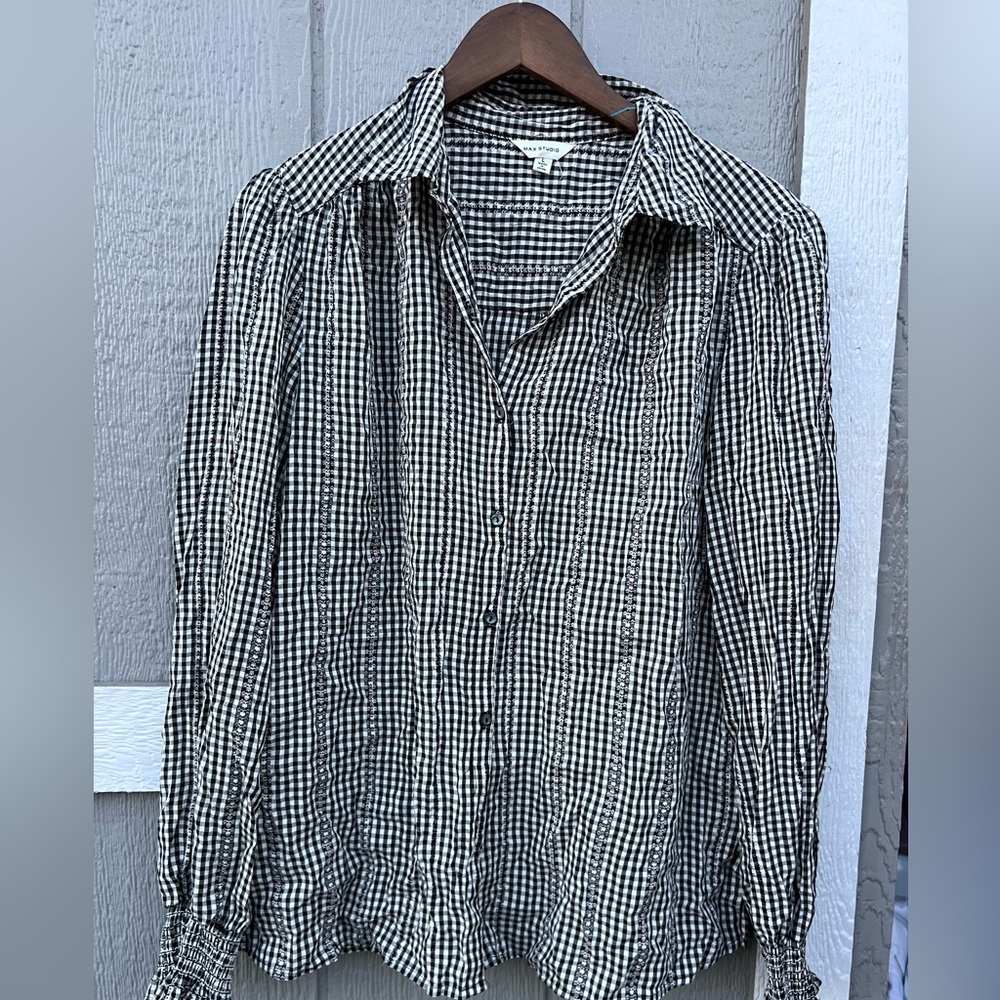Max Studio Monochrome Gingham woMen's Shirt